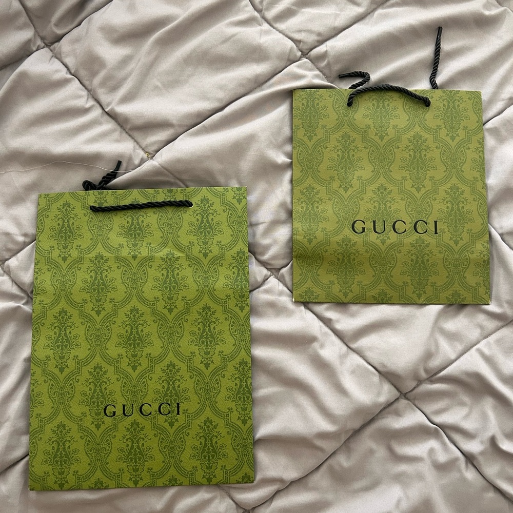 Gucci Olive Green Patterned Gift Bags